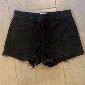 AGOLDE Black Cut Off Denim Shorts